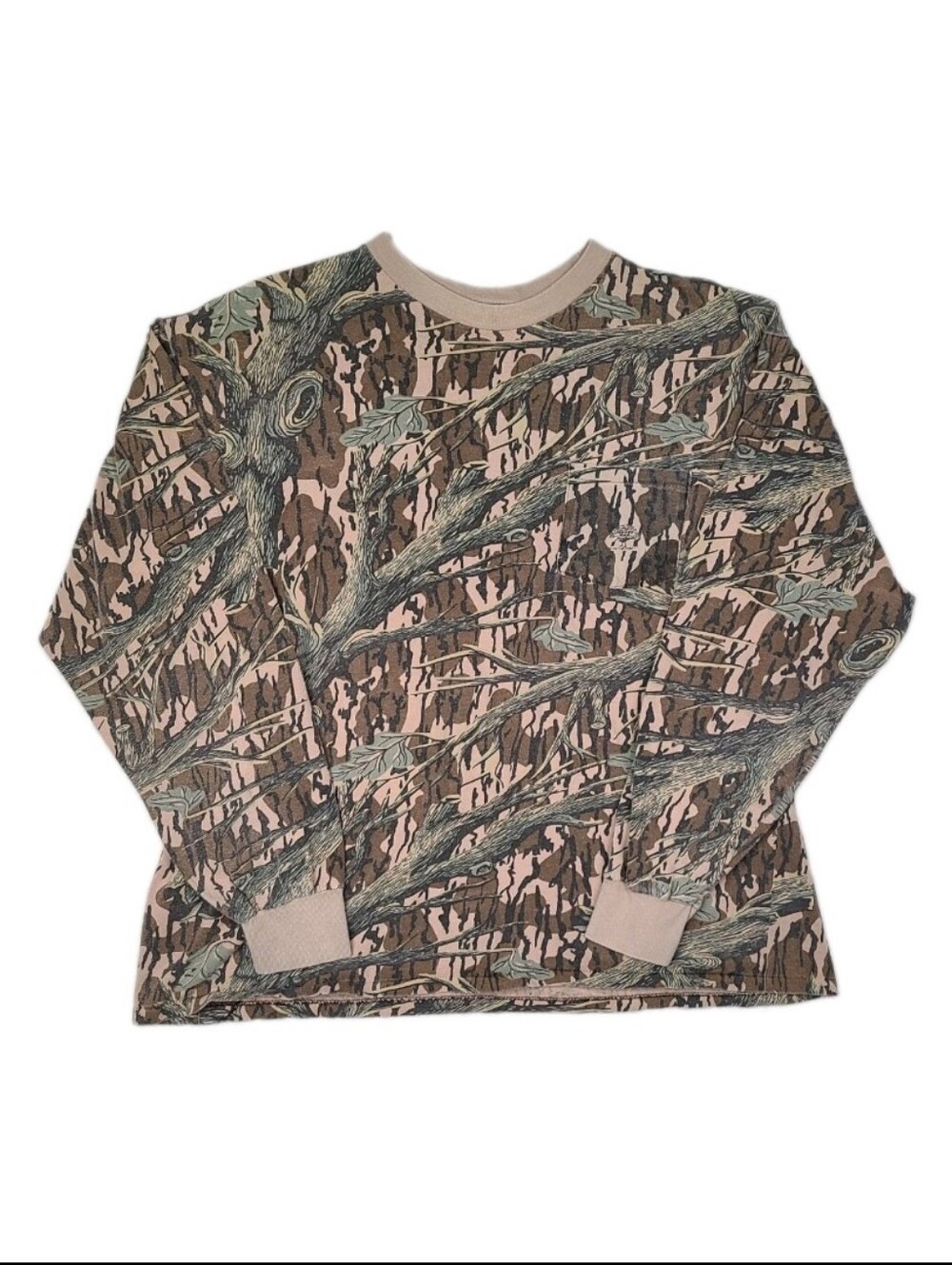 Vintage Mossy Oak Green Leaf Camouflage Pocket T Shirt Mens XL Camo USA Made 90s